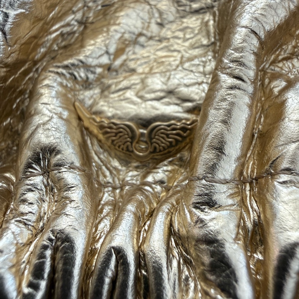 Zadig & Voltaire Gold Textured Clutch with Chain - Picture 7 of 8